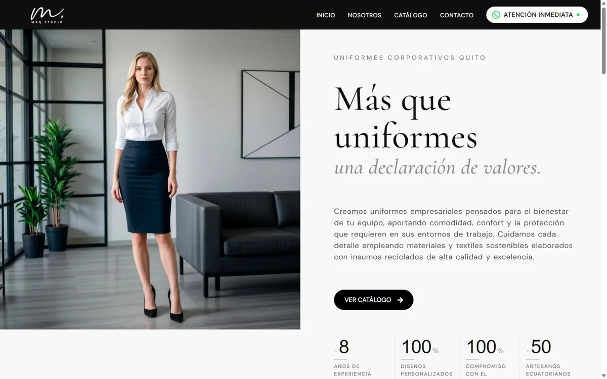 Sitio web de Maq Studio — uniformes corporativos en Quito